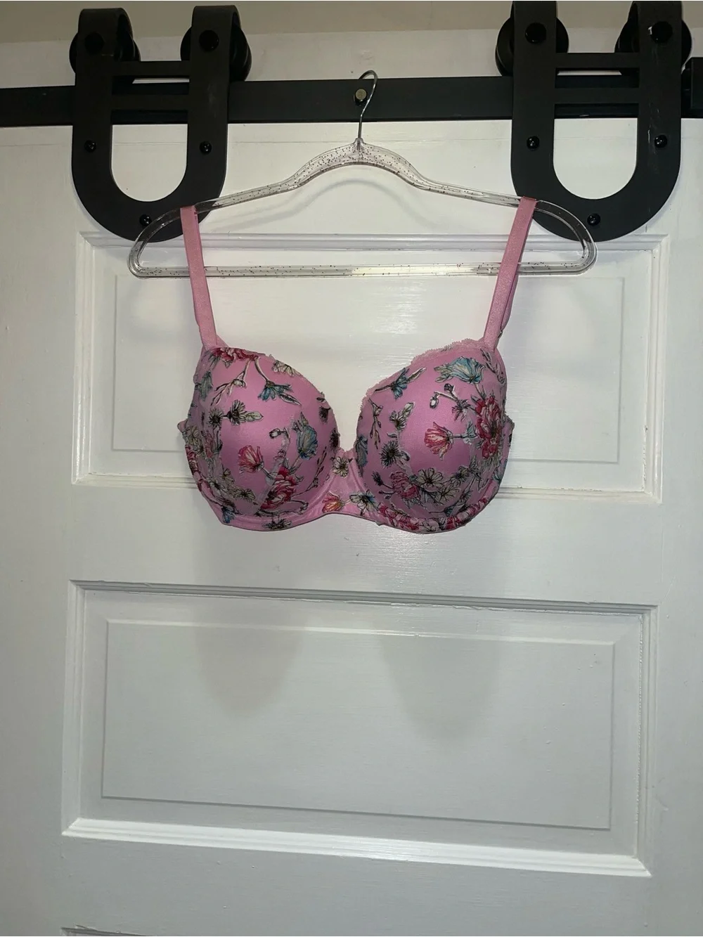 Victoria’s Secret Dream Angels Lined Demi Bra 36DD Embroidered Pink Floral